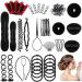 Hair hairstyles help set 25 PCs hair accessories styling set hair styling accessories kit set hair styling tool girl magic braided help hair clip styling pads foam hairstyle set for diy ... red