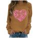 Yihaojia Breast Cancer Awareness Sweatshirts for Women Round Neck Long Sleeve Pullover Top Pink Ribbon Print Fall Blouse Khaki#55 XX-Large
