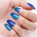 Luvadeyo 24 PCs Blue Gradient Coffin Press on Nails | Glitter Artificial False Nails for Women & Girls | Double-Sided Adhesive Tabs Included - Buy Online on SooperMarket.com