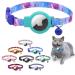 Mouyou Airtag cat neck band Airtag collar cat with bell safety clasp soft nylon cat neck band with silicone Airtag holder cover adjustable from 22-34cm blue gradient pattern C2