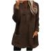 AMhomely Ladies Womens Soft Teddy Fleece Hooded Jumper Plus Size Double Fleece Casual Hoodies With Pocket V Neck Soft Fleece Hooded Sweatshirts Plain Pullover Tops Winter Lightweight Lounge Tops 02 Coffee M