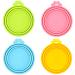 IVIA PET Food Can Lids, Universal BPA Free Silicone Can Lids Covers for Dog and Cat Food, One Can Cap Fit Most Standard Size Canned Dog Cat Food blue,green,orange,pink