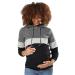 HAPPY MAMA. Women's Nursing Hoodie Breastfeeding Colour Block Maternity. 503p 8 Graphite Melange & Light Grey Melange & Black