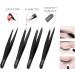 S.A.Q. JILLANI Eyebrow Precision Tweezers Set - Professional Stainless Steel - For Men and Women - Facial & Ingrown Hair Removal - 4 Pieces with Case (Black) - Buy Online on SooperMarket.com