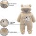 Newborn Cartoon Bear Snowsuit | Baby Winter Coat Footed Romper | Khaki 6-9 Months - Buy Online on SooperMarket.com