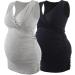 ZUMIY Maternity Nursing Top - Women's V Neck Ruched Waist Double Layered Tank - S Black+Grey/2-Pack - Buy Online on SooperMarket.com