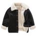 Volunboy Toddler Corduroy Sherpa Jacket Fleece Lining Coat Lapel Button Down Thicked Warm Outwear for Baby Boys Girls 12 Months Black