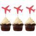 Set of 24 Red Airplane Cupcake Toppers Handcrafted Baby Shower / Kids' Birthday Party Decors - Buy Online on SooperMarket.com