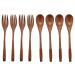 AIDIRui 8 Pcs Wooden 9 inchJapanese Spoon Fork Set Kitchen Tableware Natural Wood Cutlery Wooden Dinner Cutlery Set