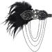 Feather Headband 1920s Flapper Headband Faux Pearls 1920s Flapper Headpiece Crystal Headband Fancy Dress Headwear Feather Vintage Headband for Women Hair Accessories for Cocktail Party Prom Wedding Black-2 - Buy Online on SooperMarket.com