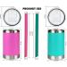 Housavvy 12 Oz Kids Tumblers | Spill-Proof Insulated Stainless Steel Cups with Lids & Straws | BPA-Free Toddler Smoothie Cups in Olive Green/Hot Pink - Buy Online on SooperMarket.com
