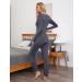 Irdcomps Women's Maternity Pyjamas Set - Cotton Nursing Nightwear PJ for Breastfeeding - Long Sleeve Sleepwear for Pregnancy - Dark Grey - Size L - Buy Online on SooperMarket.com