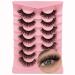 7 Pairs of 3D False Eyelashes Cat Eye Fluffy Volume Curly Cat-Eye Artificial Eyelashes Natural Look Reusable Handmade Faux Mink Makeup Eyelashes (7P-HR-Z03)