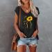 Womens Funny Letter Print Graphic Tee Shirt, Short Sleeve Dressy Casual Top - Black, Size Large - Buy Online on SooperMarket.com