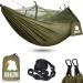 Camping Hammock with Net - Lightweight COVACURE Double Hammock, Portable Hammocks for Indoor, Outdoor, Hiking, Camping, Backpacking, Travel, Backyard, Beach Green