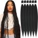 Xusuperb 36 inch extra long pre Stretched braiding hair 1b black easy braids extensions black kanecalon synthetic hair 6 packs soft knotless yaki-texture braids hair extensions (1b) 91.4 cm (6 Pack) 1b