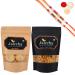 Ghasitaram Gifts Rakhi Gifts for Brothers Rakhi Sweets - Best of 2 Assorted Bites 200 GMS and Methi Mathi 150 GMS Pouch with 2 Pearl Beads Rakhis