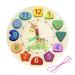 Learning clocks wooden learning clock clock toy with rope and numbers shapes educational for children from 3 years