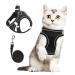 Frevoitna cat dishes with a leash outbreak -proof cat leash adjustable cat harness reflection cat harness breathable cat leash for walks (black XS)