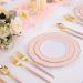 90 Piece Gold Plastic Silverware Set with Pink Handles - Perfect for Parties and Weddings - Buy Online on SooperMarket.com