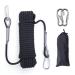 XINSHUNCAN 10mm/12mm Outdoor Climbing Rope Static Rock Climbing Rope, Tree Climbing Rappelling Rope, Escape Nylon Rope, Ice Climbing Equipment Fire Rescue Parachute Rope with 2 Steel Hooks Black 12mm/32ft