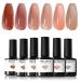 Modelones Gel Nail Polish 6 Colors Jelly Gel Polish Transparent Sheer Nude Neutral Nail Polish Soak Off UV Gel Nail Kit DIY Nail Art Salon Manicure Gifts for Women Girls Jelly Nude