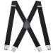 Gunsound Suspenders for Men Adjustable Elastic 3.5cm Wide Suspenders 4 Strong Clips X-Shape Men & Women Black