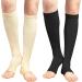 ACWOO Compression Stockings for Women & Men - 2 Pairs of Medical Support Socks (15-20 mmHg) - Open Toe Black & Beige Thrombosis Socks for Running Sports Flight & Cycling - Buy Online on SooperMarket.com