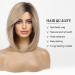 Haircube Short Bob Wig with Bangs - Heat-Resistant Synthetic Fiber Dark Root Ombre Ash Blonde - Perfect for Parties Cosplay & Daily Wear - Buy Online on SooperMarket.com