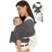 Konny Baby Carrier Original Elastech - Custom Fit Carrier Hassle-Free Easy to Wear Infant Sling Wrap Perfect for Newborn Babies up to 44 lbs Toddlers (Charcoal L) L 01Elastech-Charcoal
