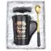Bokalaka Papa Gift Father's Day Gifts for Papa Funny cups with saying best dad in the world and his beloved coffee - 400 ml ceramic coffee cup with lid