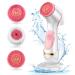 Facial Cleansing Brush Waterproof Deep Cleaning Exfoliation Rotating Spa Machine with 2 Speed Modes Electric Face Brush with 3 Replacement Brush Heads for Women (Pink)