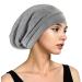 Satin Bonnet Sleep Cap - Adjustable Slouchy Beanie for Curly Hair - Light Gray - Buy Online on SooperMarket.com
