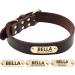 Tagme Personalized Leather Dog Collar for Medium & Large Dogs - Custom Engraved Name & Phone Number - Brown (L) - Durable & Stylish - Buy Online on SooperMarket.com