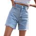 FUMOOD Womens Casual Jeans Shorts for Summer Mid Waist Baggy Bermuda Shorts Trendy Cut Off Hot Denim Shorts with Pockets Light Blue Large