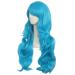 MapofBeauty 28 Cyan Blue Long Curly Wig with Side Part Bangs | Charming Full Hair for Women - International Shipping Available - Buy Online on SooperMarket.com