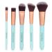 Nicole Miller Makeup Brush Collection 5 Piece Makeup Brush Gift Set Powder Brush Foundation Brush Concealer Brush Angled Blush Brush and Contour Buffer (Green)