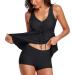 Modest Tankini Swimsuit Set | Floral Print Tank Top with Boyshorts | Tummy Control | X-Large Black - Buy Online on SooperMarket.com