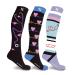 Compression Socks - Knee High for Running, Athletics, Travel - 3 Pair Medical-2 Large-X-Large