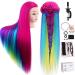 Topdirect 80cm/31.5 inch exercise head hairstyle 100% synthetic hair wig head puppet head training heads hairdressing head training head with holder + diy hair hairstyles set rose red