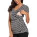 Love2Mi Maternity Nursing Shirt - Short Sleeve V-Neck Breastfeeding T-Shirt - Size L - Dark White Stripe - Buy Online on SooperMarket.com