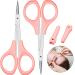 2 Pack Curved Craft Scissors Small Scissors Beauty Eyebrow Scissors Stainless Steel Trimming Scissors for Eyebrow Eyelash Extensions Facial Nose Hair (4 Inch) Pink
