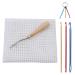 39.4 x 59 inches Blank Rug Latch Hook Locker Hooking Mesh Canvas Kit with Latch Hook Tool, Tunisian Afghan Crochet Hook Knitting Needles and Mini Crochet Hooks Keychain