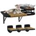 Cat Hammock Cat Wall Shelves with 3 Steps, Cat Shelves and Perches with 2 Cat Food Shelf, Cat Climbing Shelf Cat Scratching Post Cat Wall Shelf for Indoor, Cat Steps with Plush Covered Black