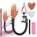 Nail Practice Hand for Acrylic Nails, Flexible Nail Maniquin Hand to Practice Nail Art, Movable Nail Training Hands for Beginners Nail Skills Practicing with 200pcs Fake Nails Tips Type A nail hand