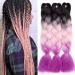 Tess Braids Extensions Ombre 60 cm 3 pack jumbo braids Kanecalon Kunsthaar For single-laid box braids hair extension braid 100g/bundle of bundle ombre hair braids extension (3 piece-black/purple ombre) 60 cm (3 pieces) black/purple ombre