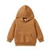 PATPAT Toddler Hoodie Boy Girl Hooded Sweatshirt Solid Color Textured with Pocket Pullover Hoodies for Toddler 5-6 Years Brown