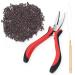 Vlasy Hair Extensions Tools Kit Professional Tools With Hair Extension Pliers Loop Threader and 200PCS 3.0mm Silicone Hair Extension Rings Beads Links (Brown) Brown Beads Loop Threaders Pliers Set