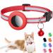 Airtag cat neck band reflective air day cat necking band with bell and airtail holder compatible with Apple Airtag beautiful cat necklace with a stoppable safety buckle for kitten puppies red
