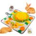 Rabbit Foraging Mat with Fixing Handle- Machine Washable Polar Fleece Pet Snuffle Pad- Funny Interactive Nosework Feeding Mat- Rabbit Hay Feeder Mat for Rabbits Bunny Guinea Pigs Ferrets Multi-colored